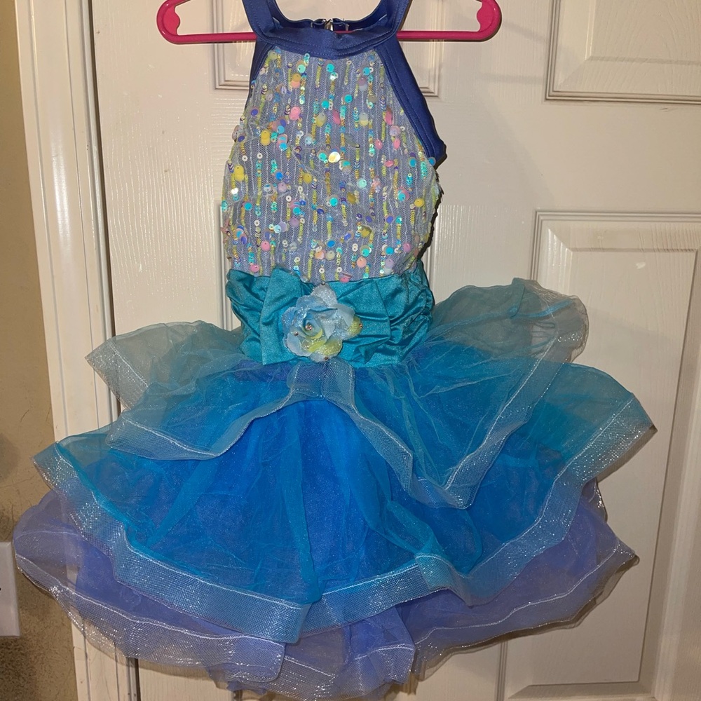 Weissman Shimmering Blue and Silver Dance Costume